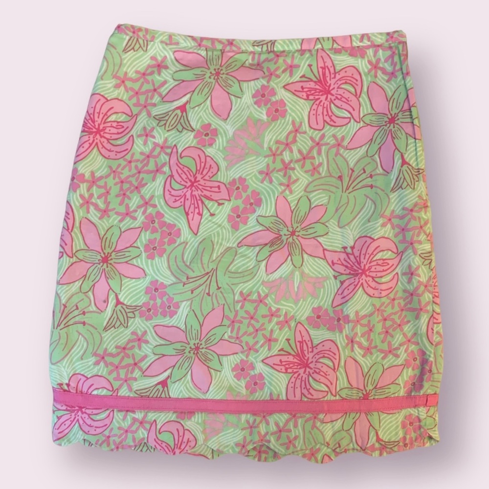 Vintage Girls Lilly Pulitzer Mary Mary Floral A line Skirt SZ 10